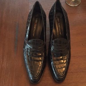 Larry Stewart collection black alligator loafers